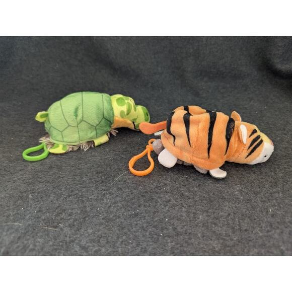 2 FLIP-A-ZOO PLUSH 5.5" THEODORE TIGER & EMMA ELEPHANT Gildy Tiger & Toby Turtle - Picture 3 of 7